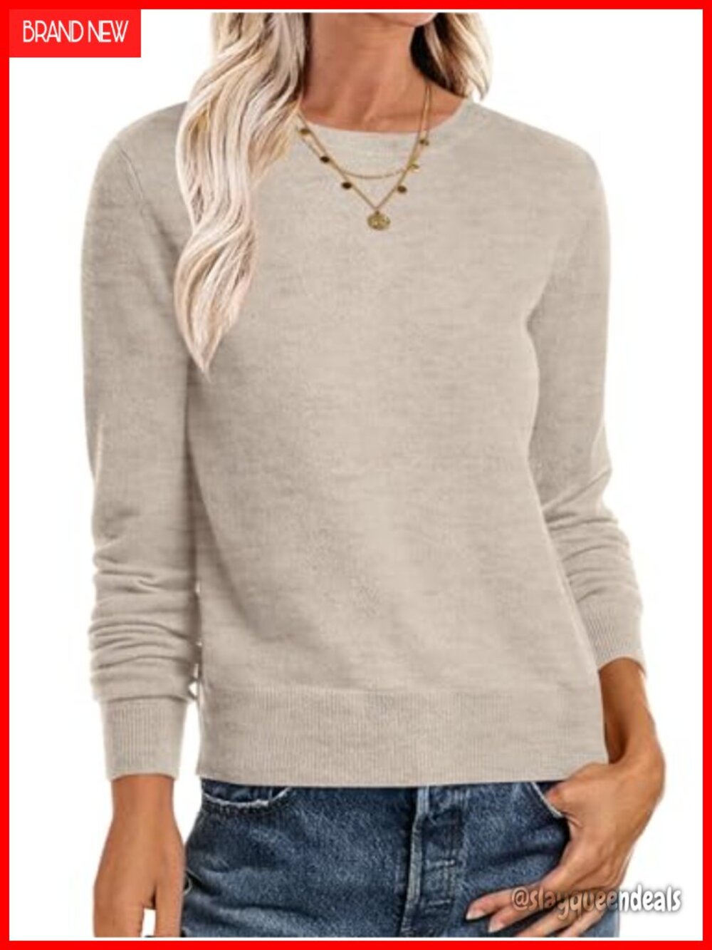 Women's Lightweight Crewneck Pullover Sweater Long Sleeve